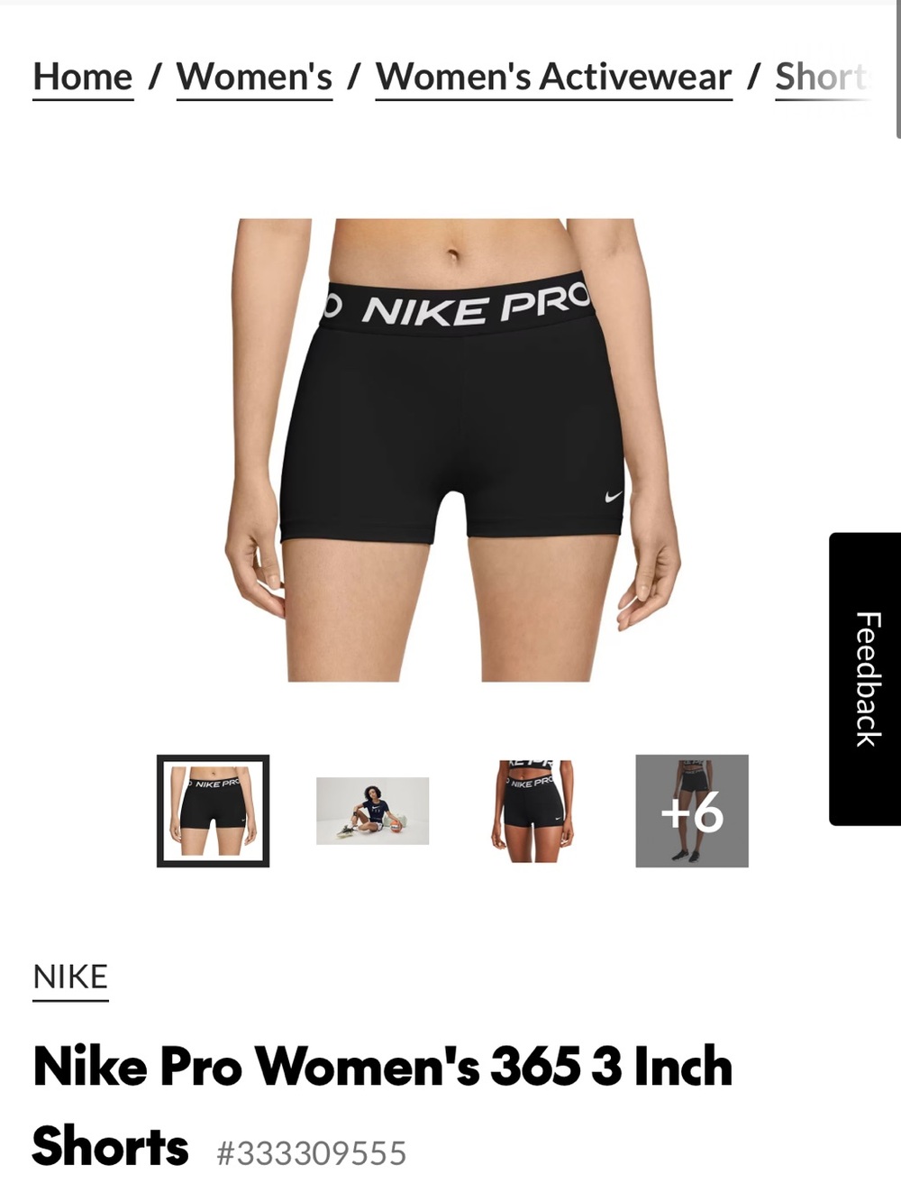 Nike Pro Women's 365 3” shorts